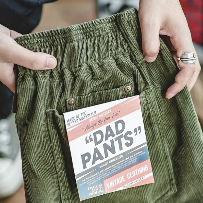 Pantaloni in Corda Verde da Uomo